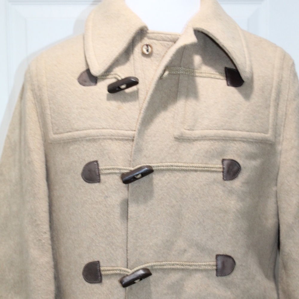 Vintage Loden frey Tan Wool Plaid Lining Toggle Duffel Coat Men’s US 40 EU 50